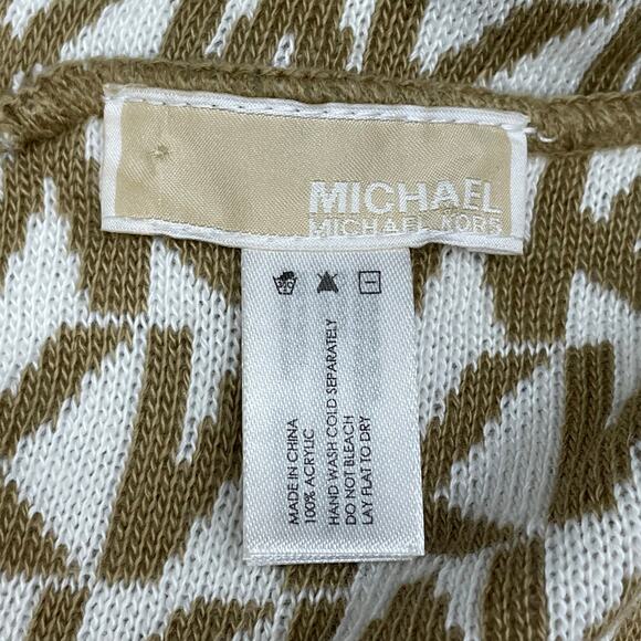 Michael Michael KORS Gold and White Monogram Knit Infinity Scarf - Picture 4 of 5